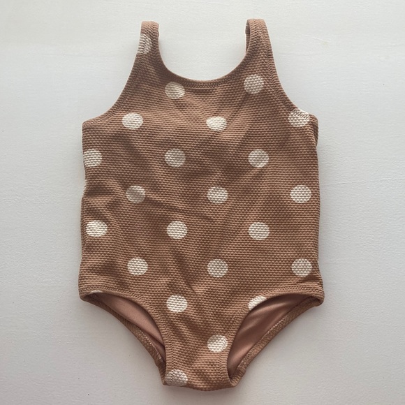 H&M Swim Hm Baby Girl Swimsuit Size 69 Months One Piece Brown Polka